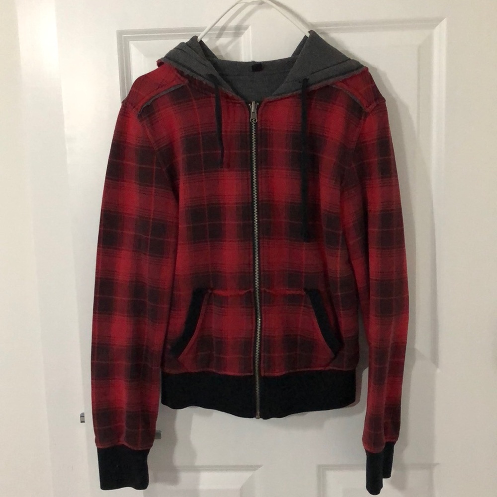 Reversible Plaid Hooded Jacket by ALLOY